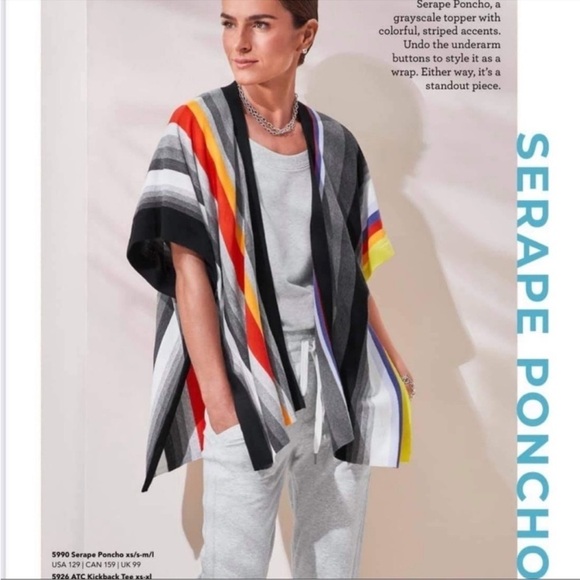CAbi Serape Colorful Stripe Poncho Style #5990 - Medium/Large - Picture 2 of 10